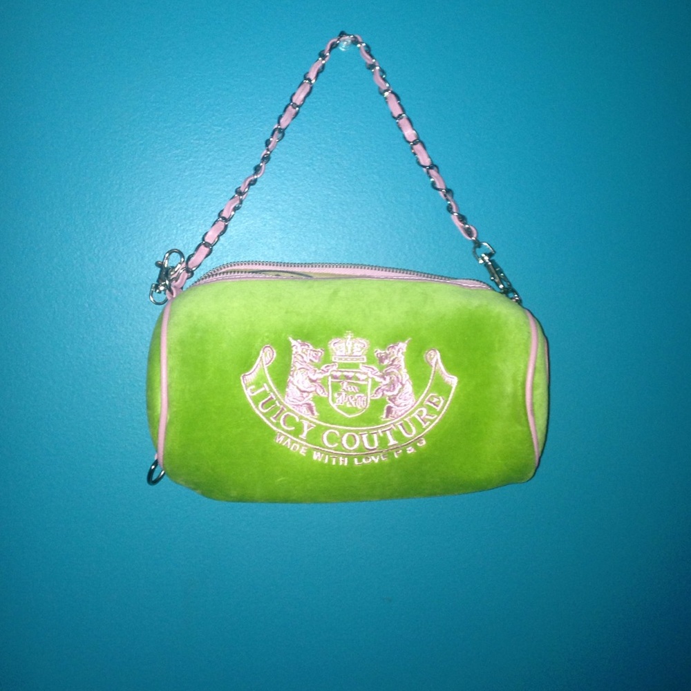 COPY - Small Green & Pink Terry Cloth Barrel Purse
